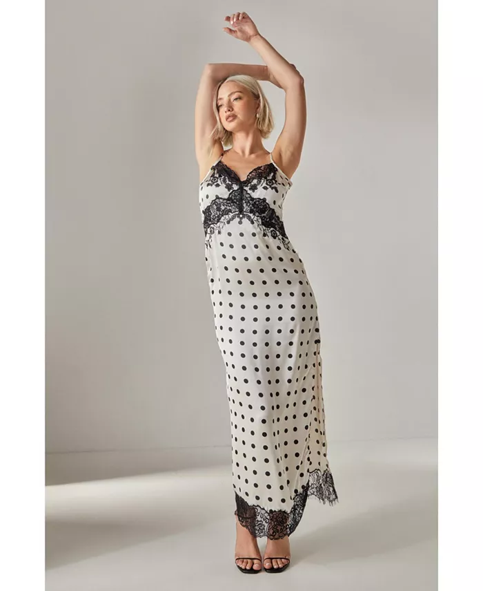 

Женское атласное платье макси с кружевной отделкой Nasty Gal, белый