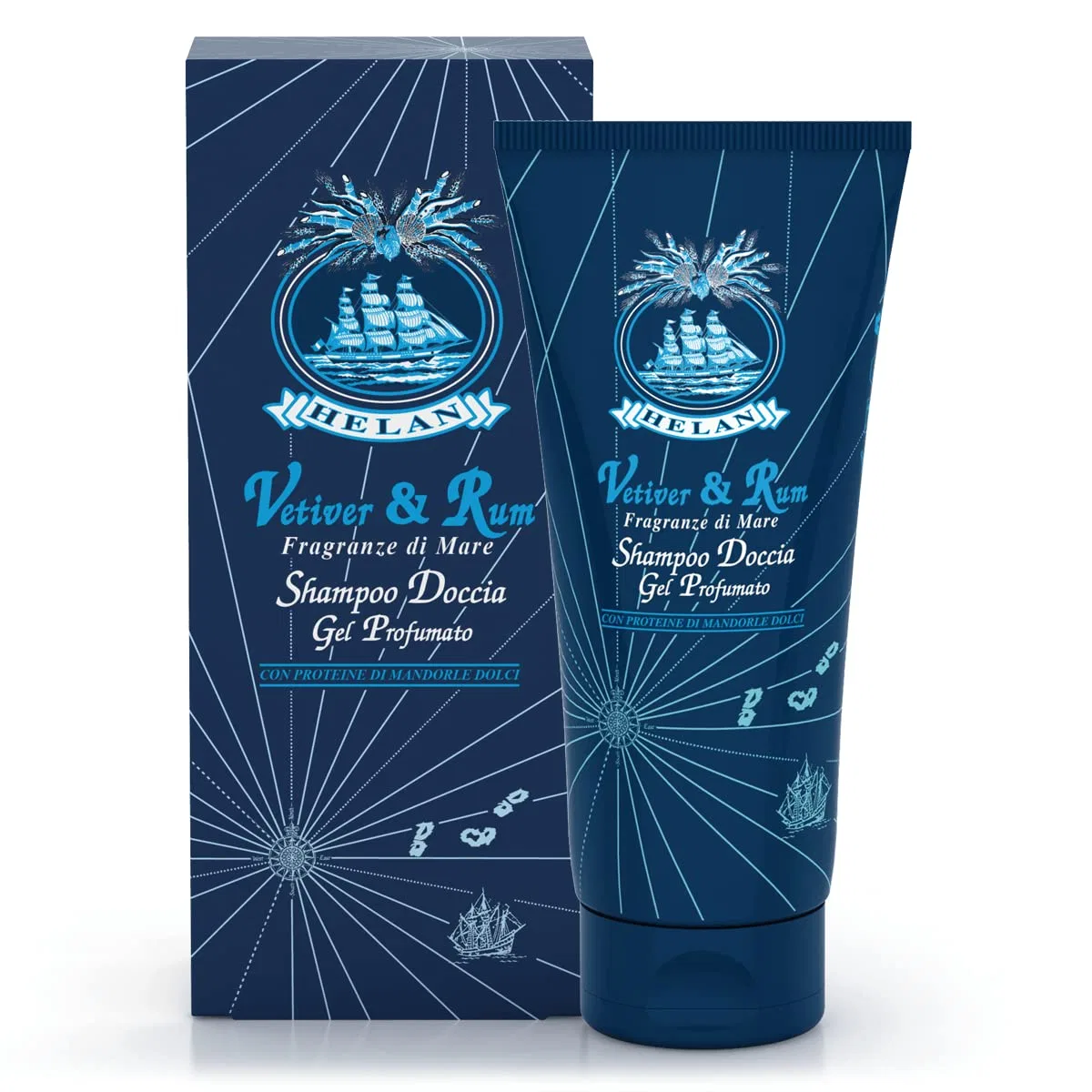 Парфюмированный гель для душа и шампунь Vetiver & Rum 200 мл Helan