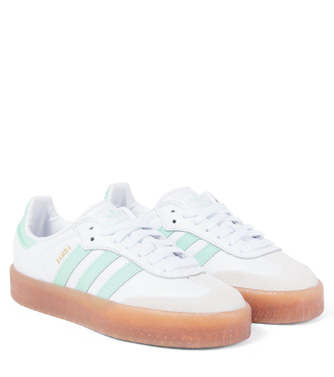 

Кроссовки Sambae из кожи и замши Adidas Originals Kids, Ftwr White/Clear Mint