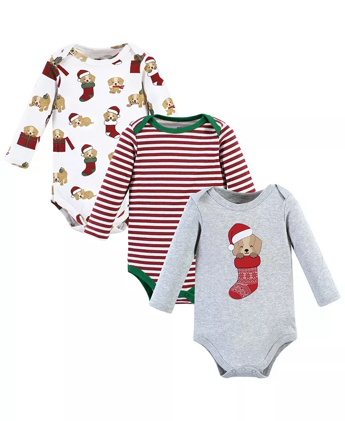 Комплект из трех боди Hudson для мальчиков унисекс с длинным рукавом из хлопка Hudson Baby, мультиколор — фото 4