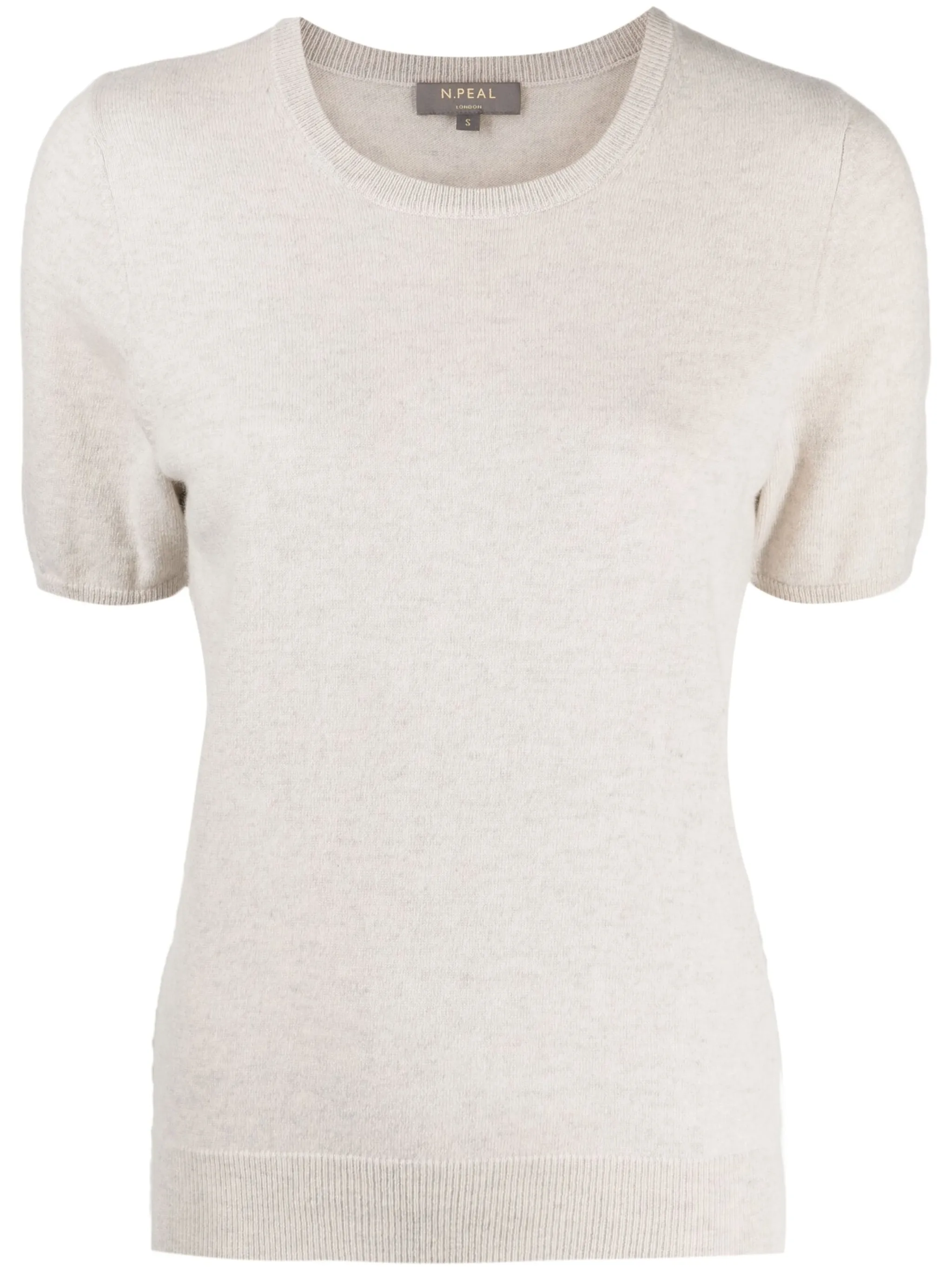 

Кашемировый топ с короткими рукавами N.Peal, бежевый