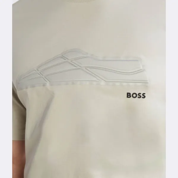 Титановая футболка стандартного кроя Boss, бежевый — фото 4