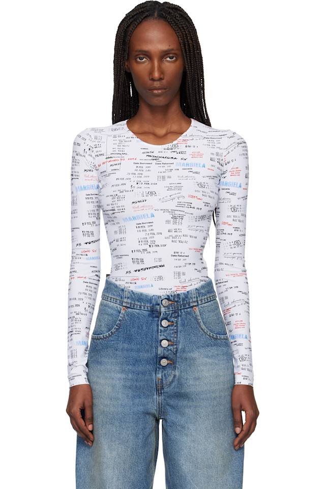 

Mm6 Maison Margiela Бело-Черный боди с вырезом-лодочкой