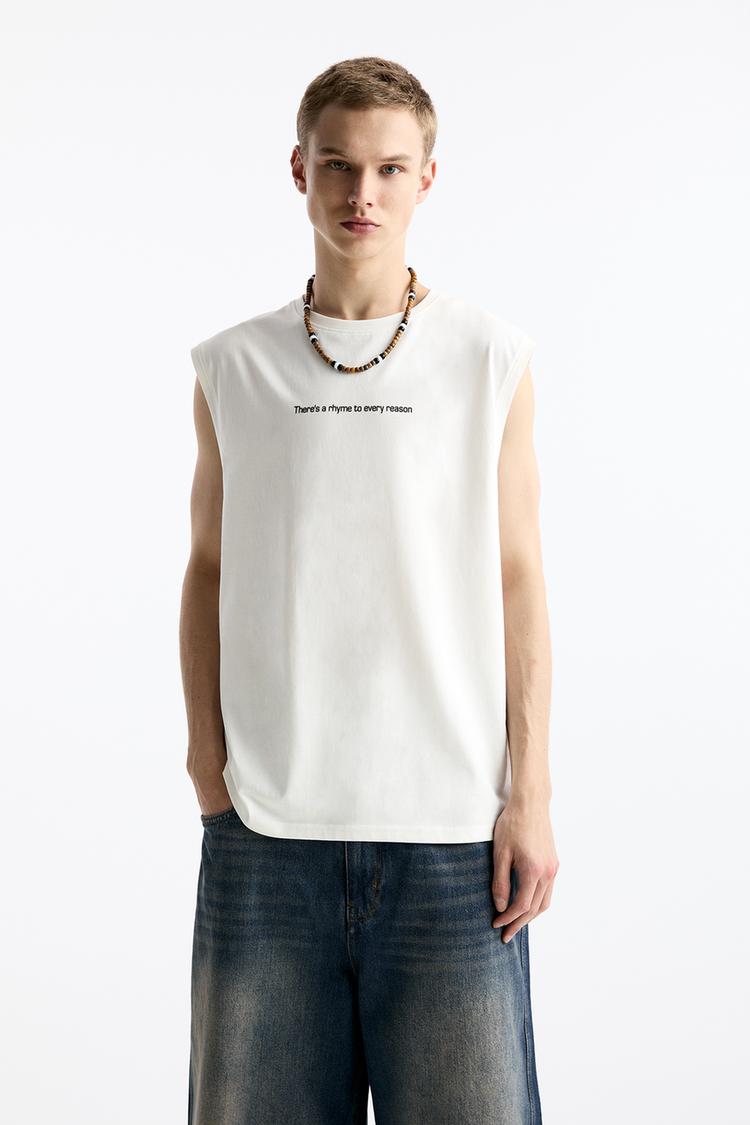 

Майка с надписью Pull And Bear, белый