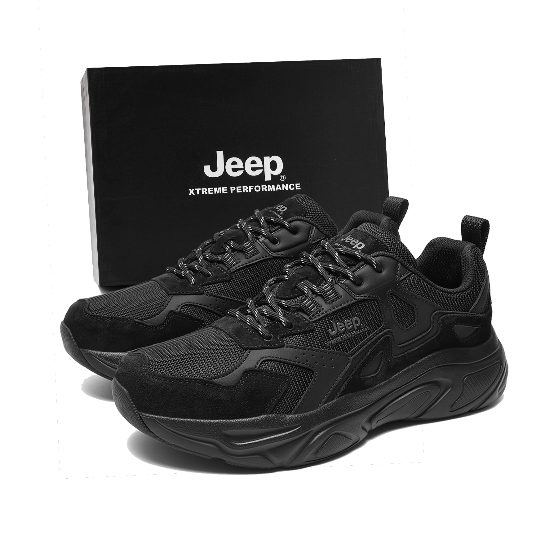 

Беговые кроссовки мужские с амортизацией Rebound, увеличенной высотой и устойчивостью к истиранию Jeep, черный[classic]