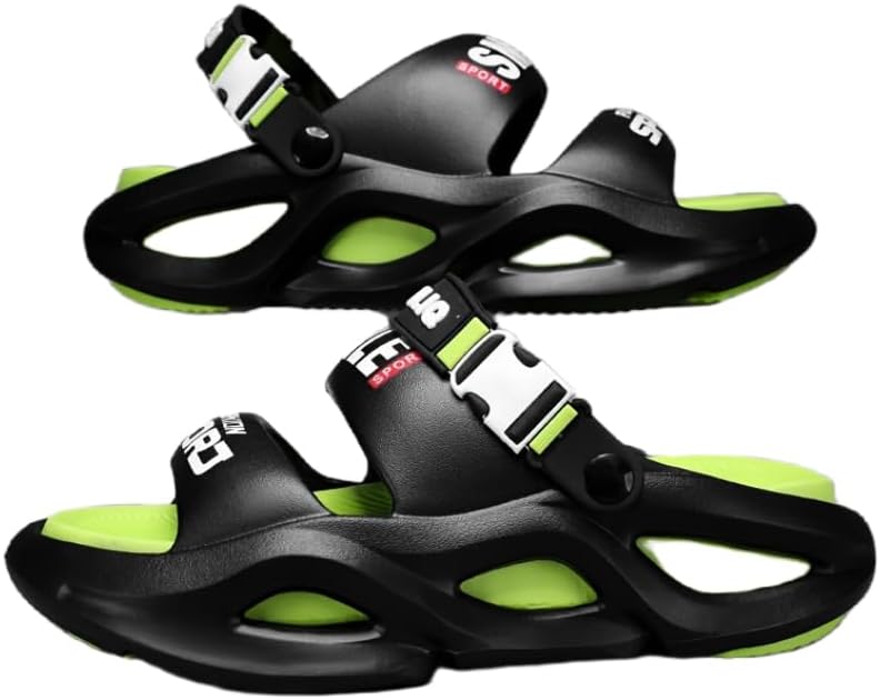 

Hhhchpm Стильные летние мужские сандалии-шлепанцы, удобные сандалии с толстой подошвой и дышащим материалом EVA для занятий в помещении и на улице, темно-зеленый