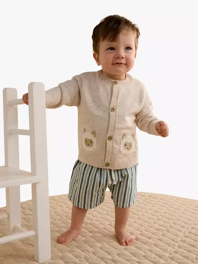 Детский хлопковый кардиган Fiesta Friends, песочный с крапинками Purebaby — фото 2