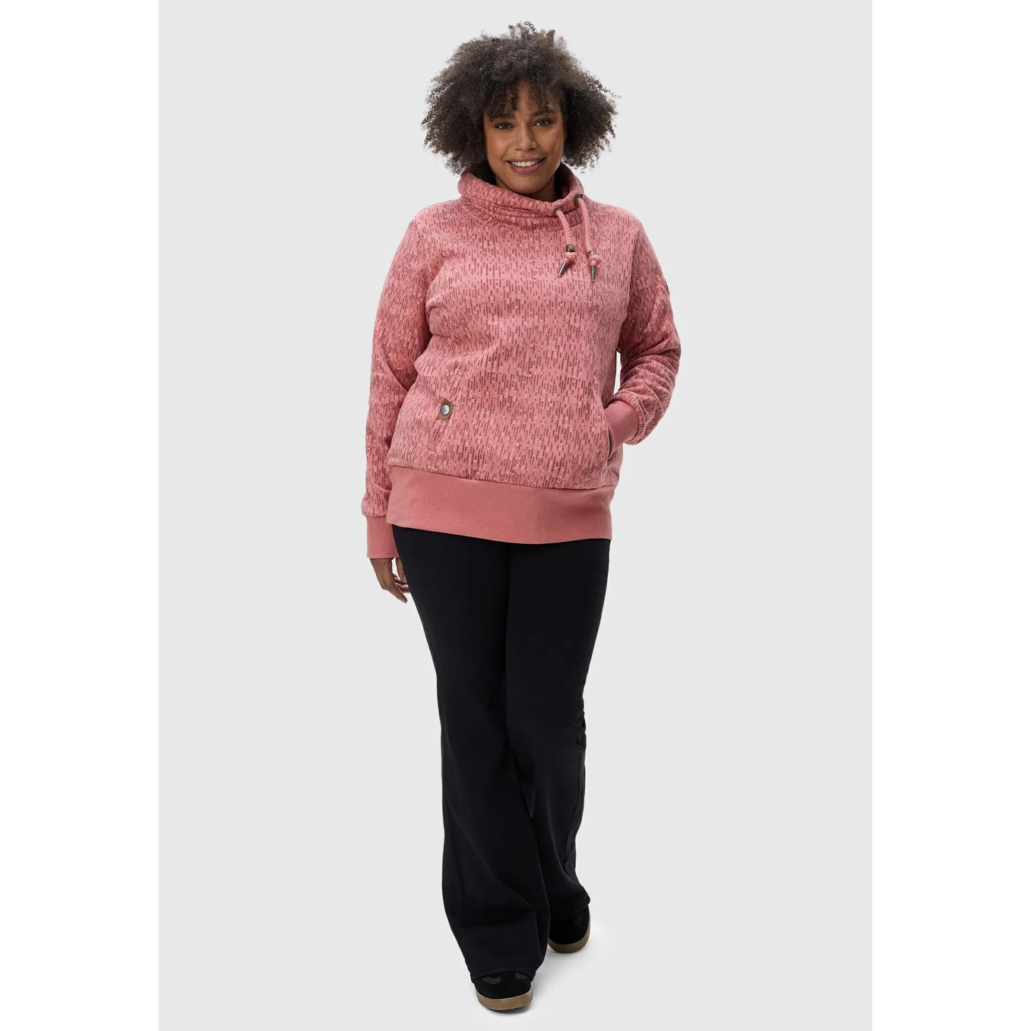 

Свитер с высоким воротником Ragwear "Rylie Print Plus", модный женский свитер с капюшоном на шнурах, розовый