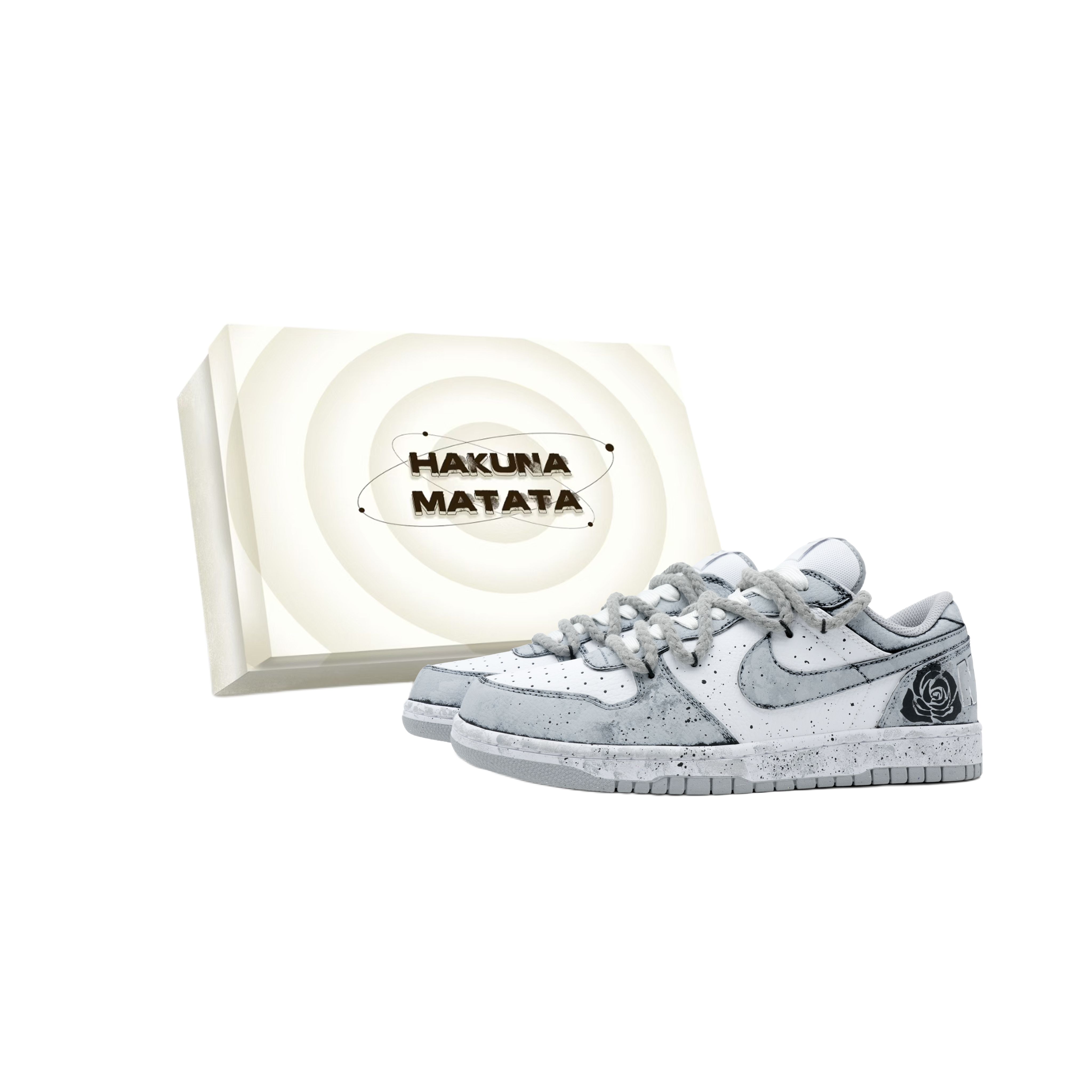 

Большие розы box edition устойчивые к истиранию дышащие низкие скейтбордские туфли men's Nike, серый/белый