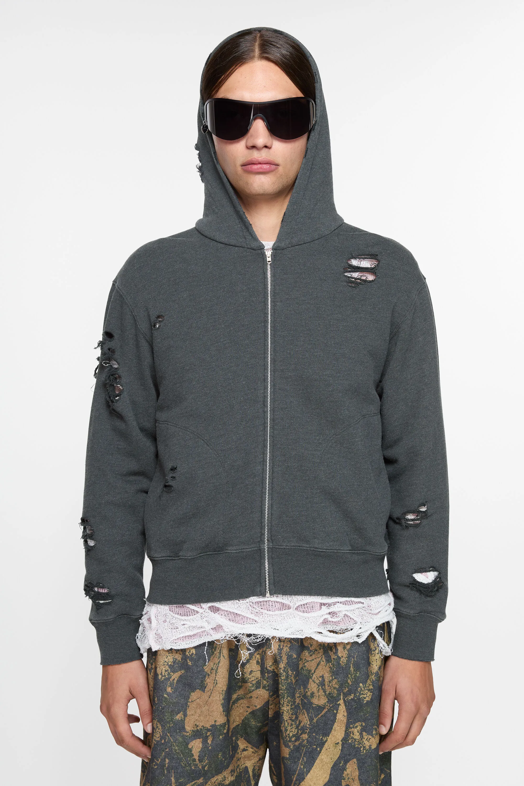 

Свитер на молнии с капюшоном Acne Studios, Black melange