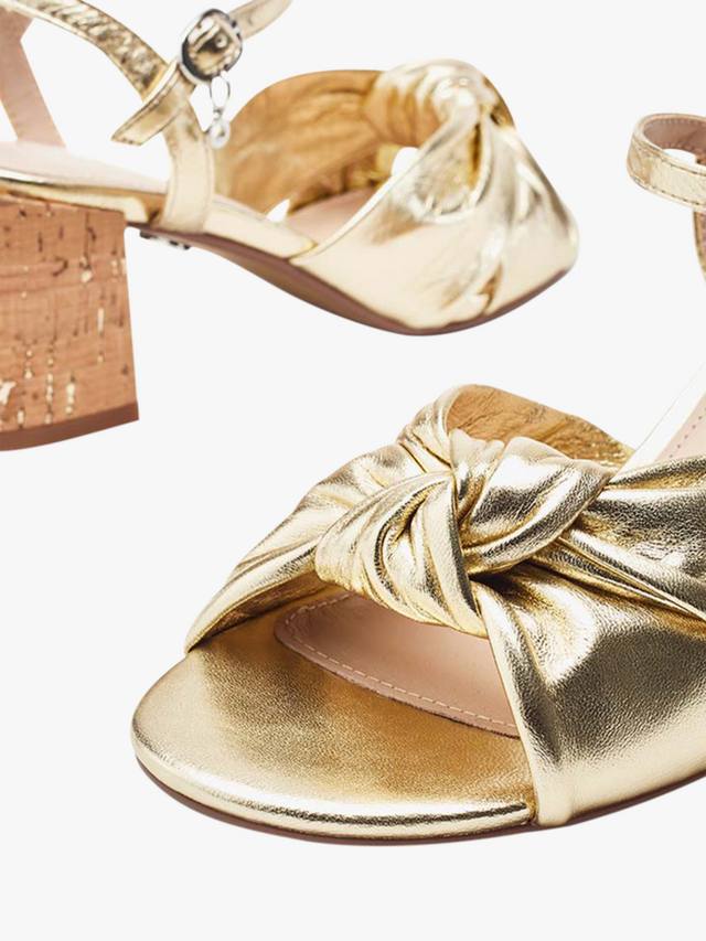 Песочницы на квадратном каблуке с узлом из кожи Mokara Moda in Pelle, Gold — фото 4
