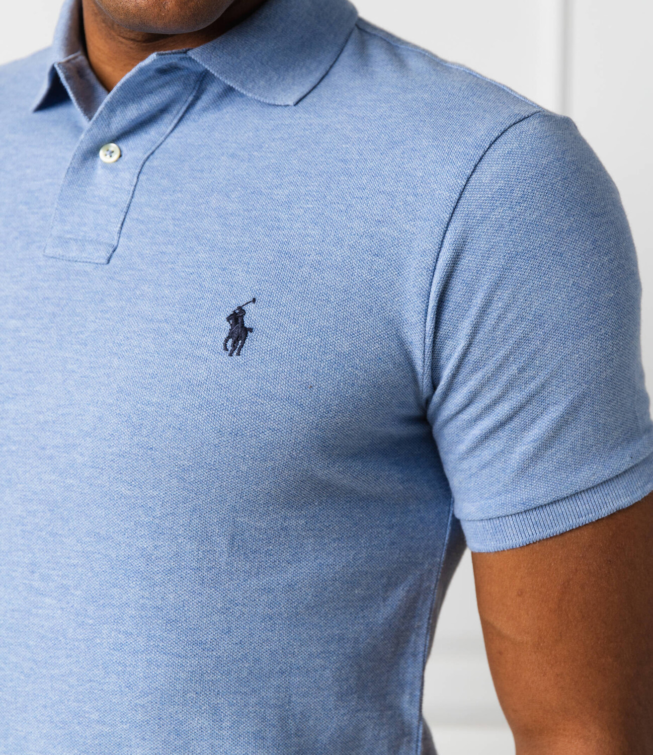 Поло POLO RALPH LAUREN slim fit basic mesh, небесно-голубой — фото 4
