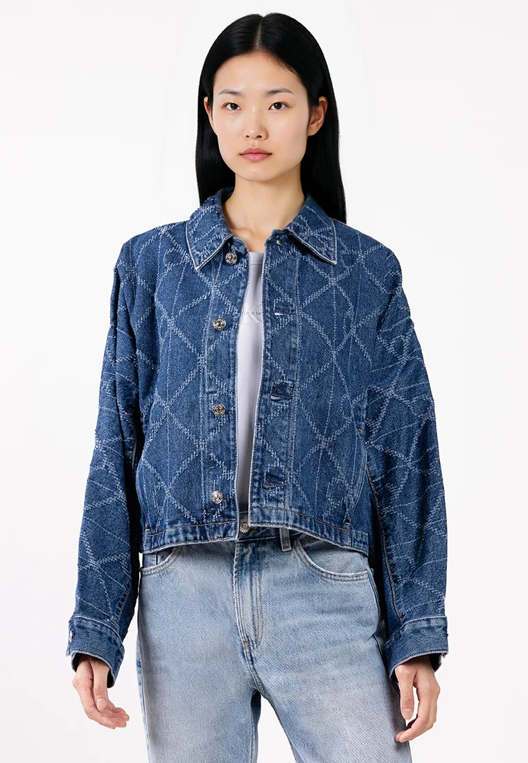 Джинсовая куртка, с логотипом, Calvin Klein Jeans, синий