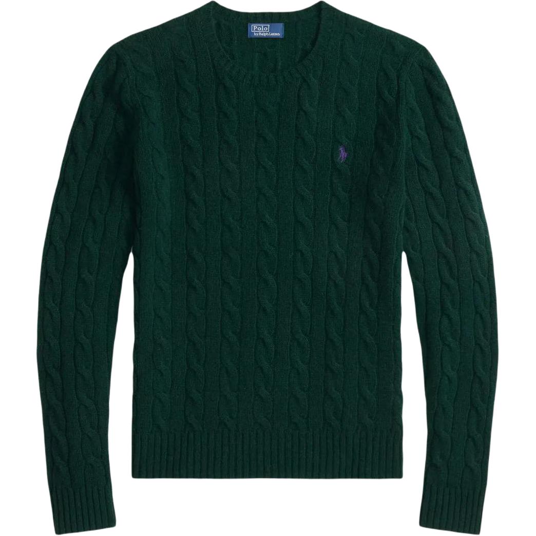 Джемпер с вышитым логотипом, вязка кос Polo Ralph Lauren, зеленый — фото 3