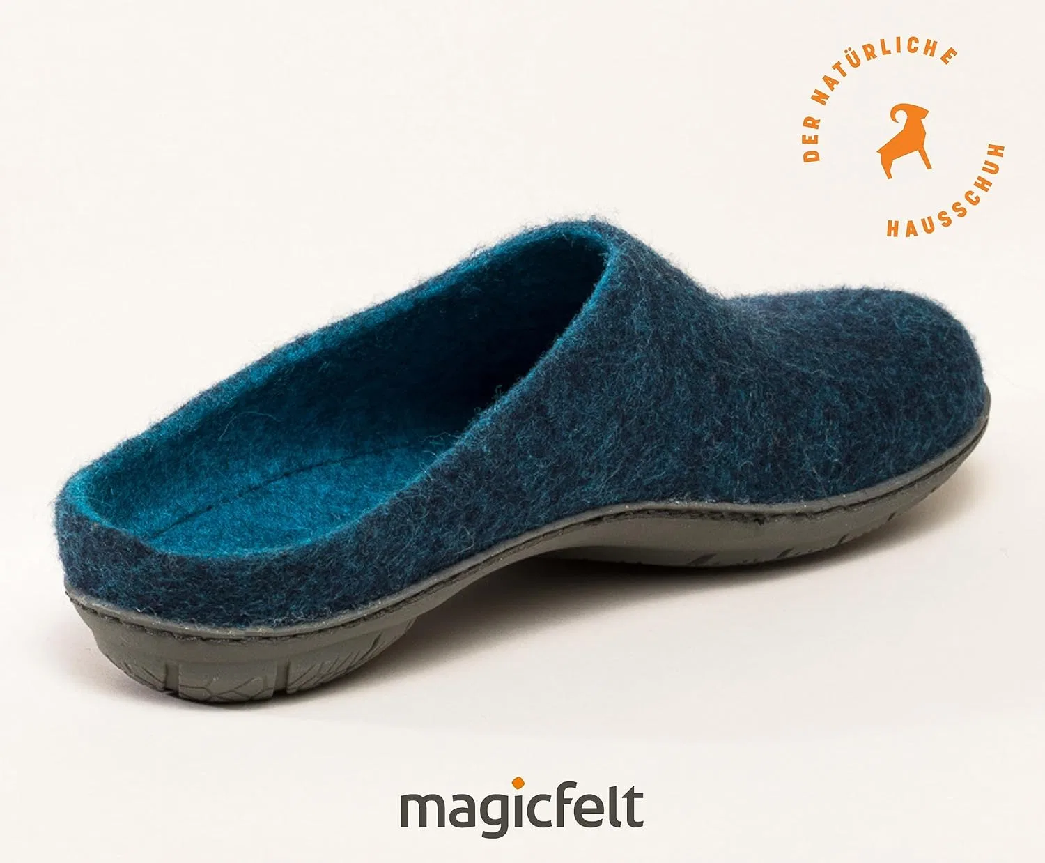 Фетровые тапочки Magicfelt PO 736 для мужчин и женщин, изготовленные из чистой мериносовой шерсти - тапочки с нескользящей водонепроницаемой резиновой подошвой, Dark Petrol — фото 4