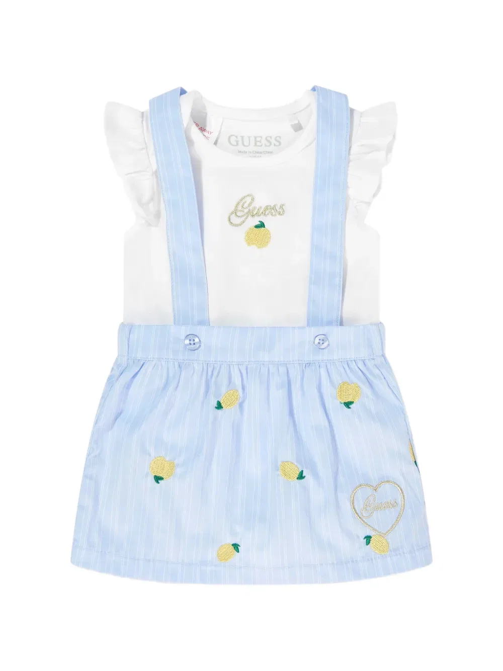 Комплект детского комбинезона с оборками и лимонной вышивкой Guess Kids, синий