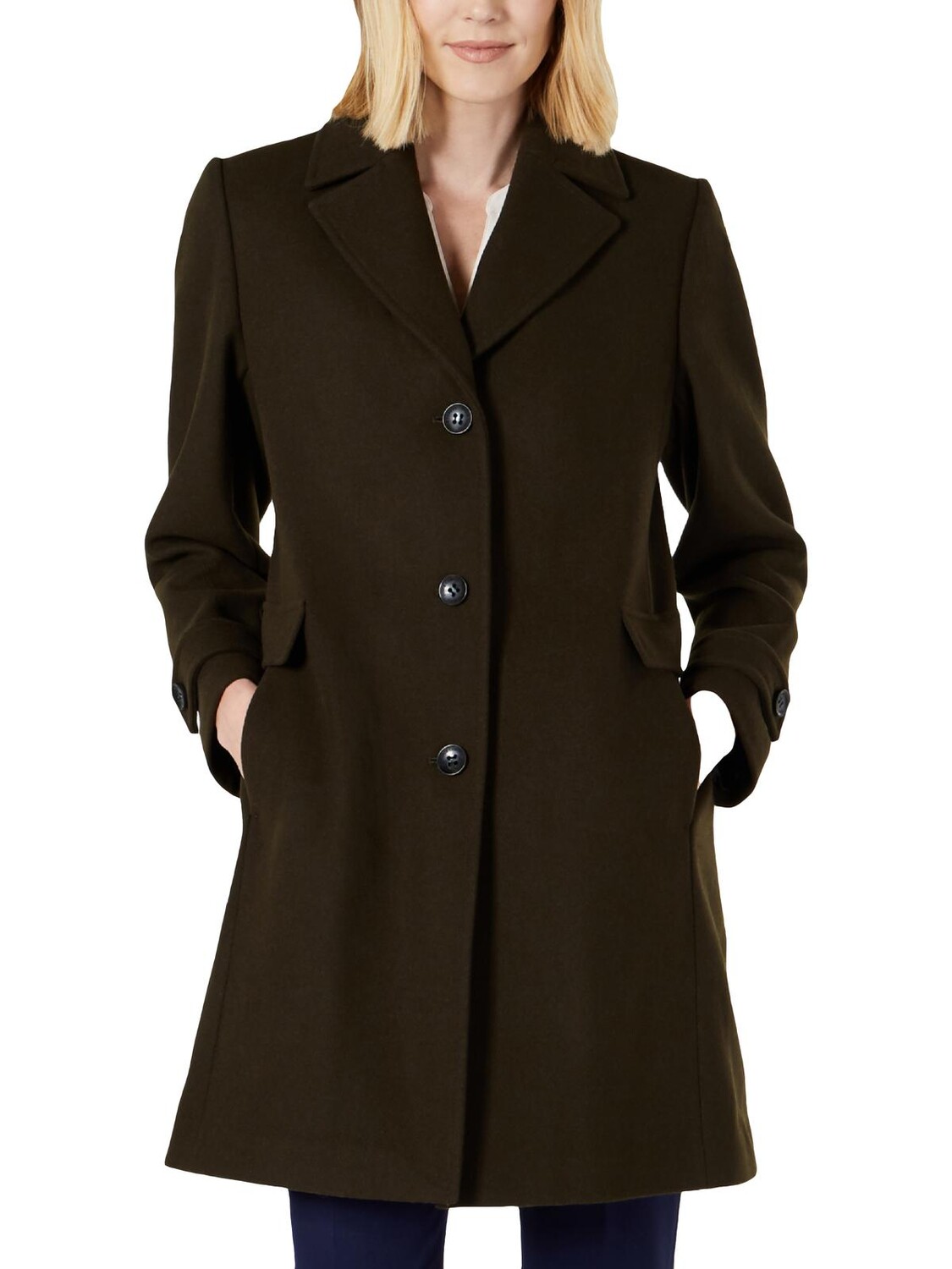 

Женское теплое шерстяное пальто миди Vince Camuto, цвет Loden