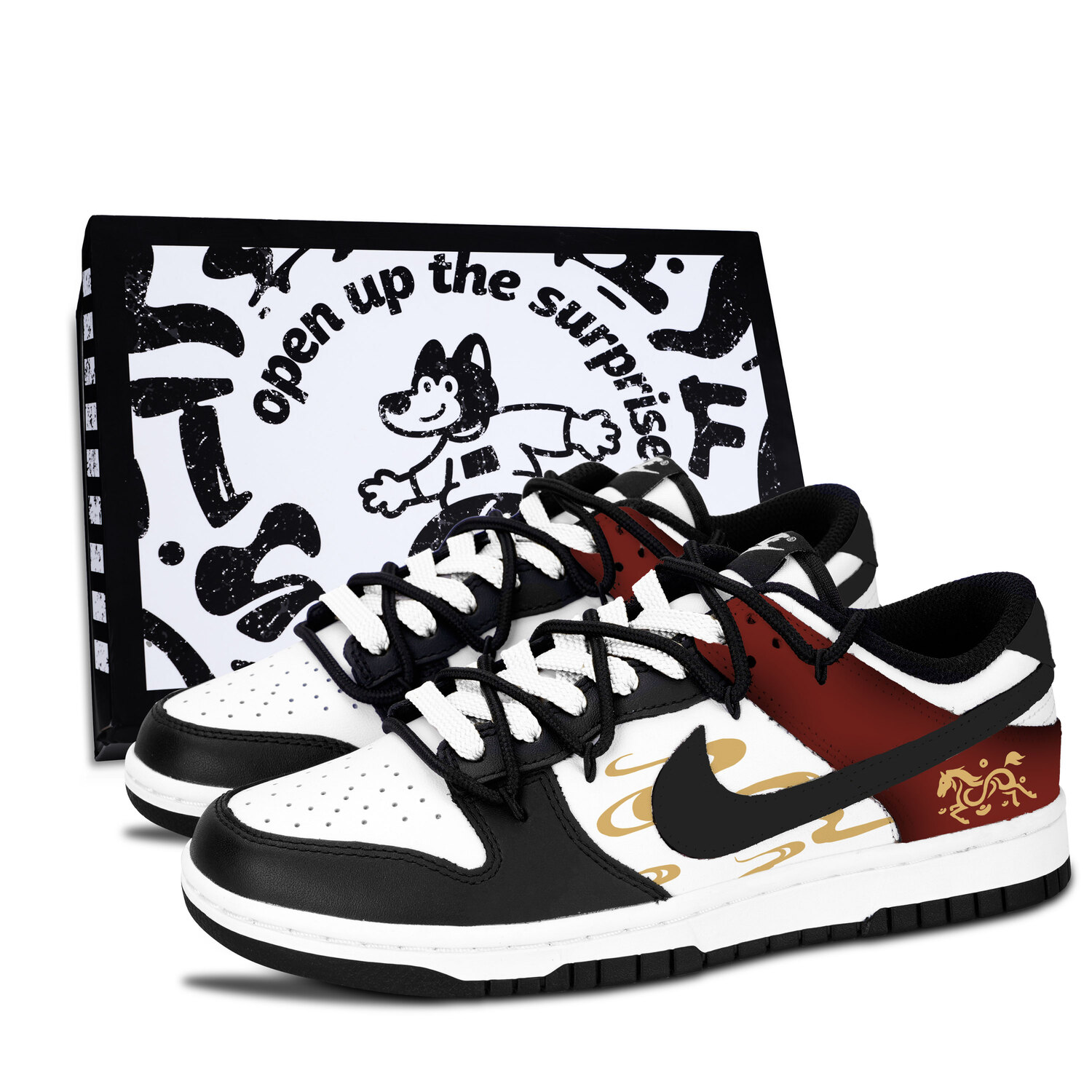 

Nike Dunk Black White, Crimson Flame Swift Tide устойчивые к истиранию и скольжению низкие кроссовки для скейтбординга Unisex красные