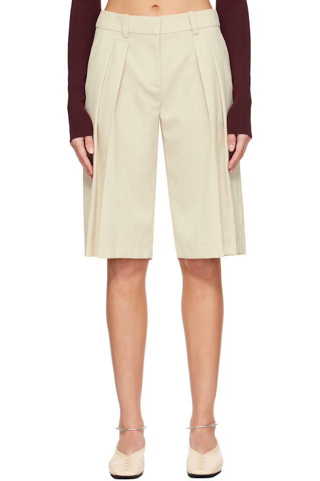 

The Frankie Shop Бежевые плиссированные бермуды Bilbao