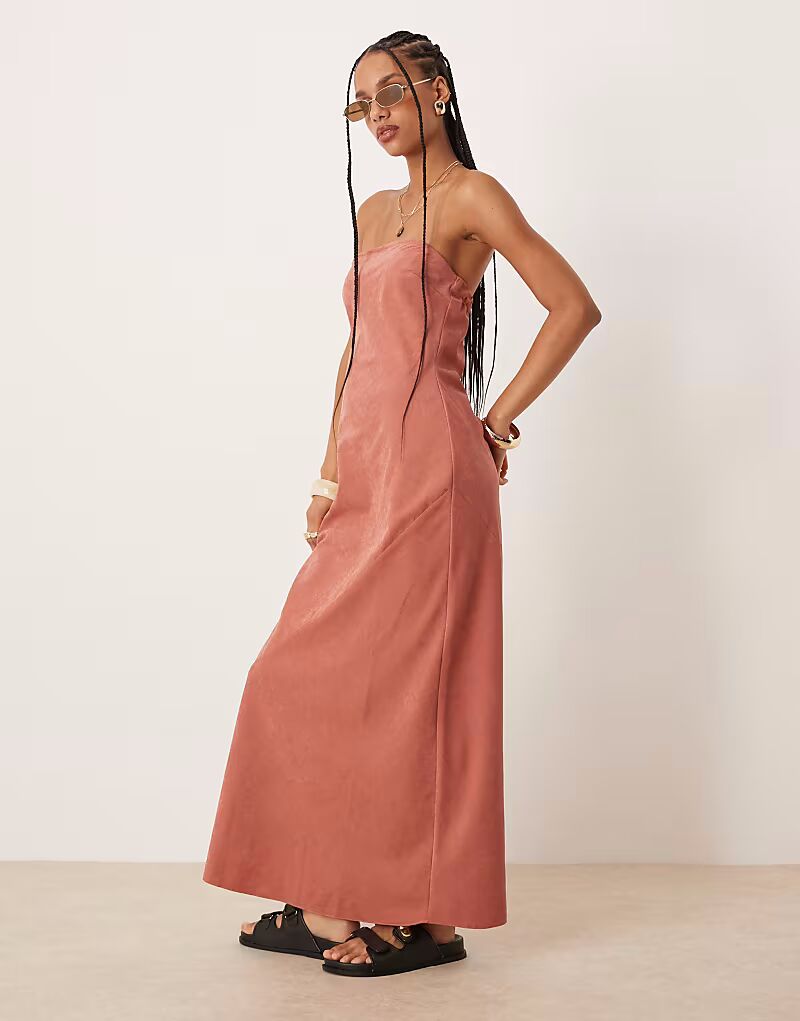 

Платье-бандо макси ASOS DESIGN терракотового цвета