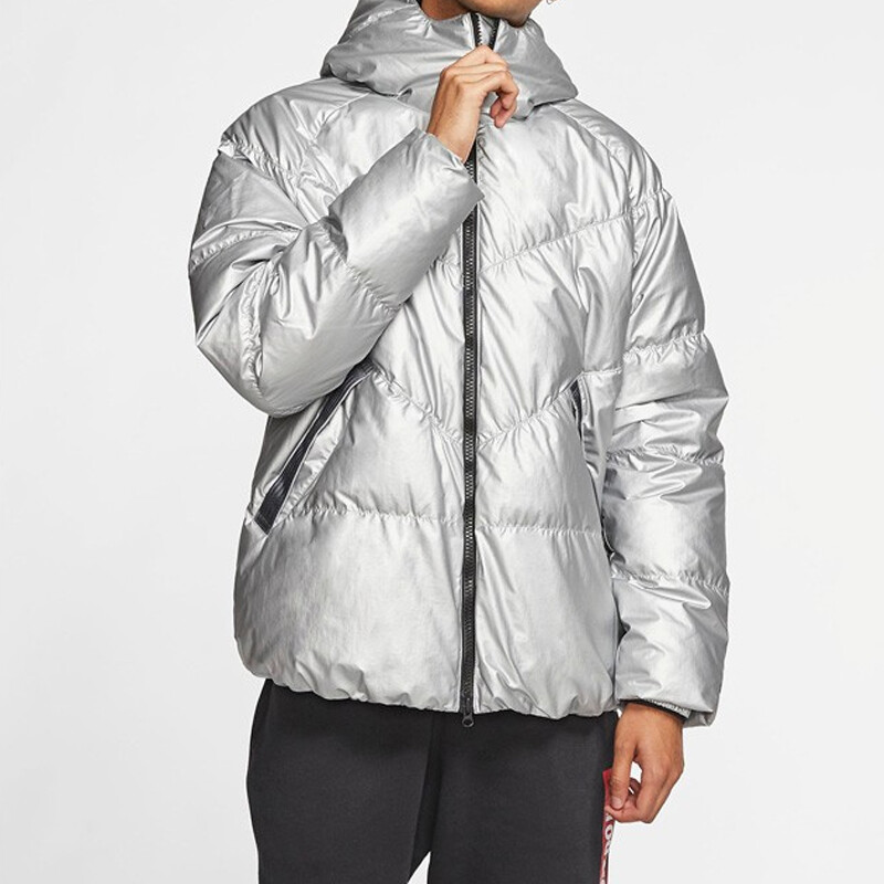 Пуховик мужской серебристый Nike, цвет Silver — фото 3