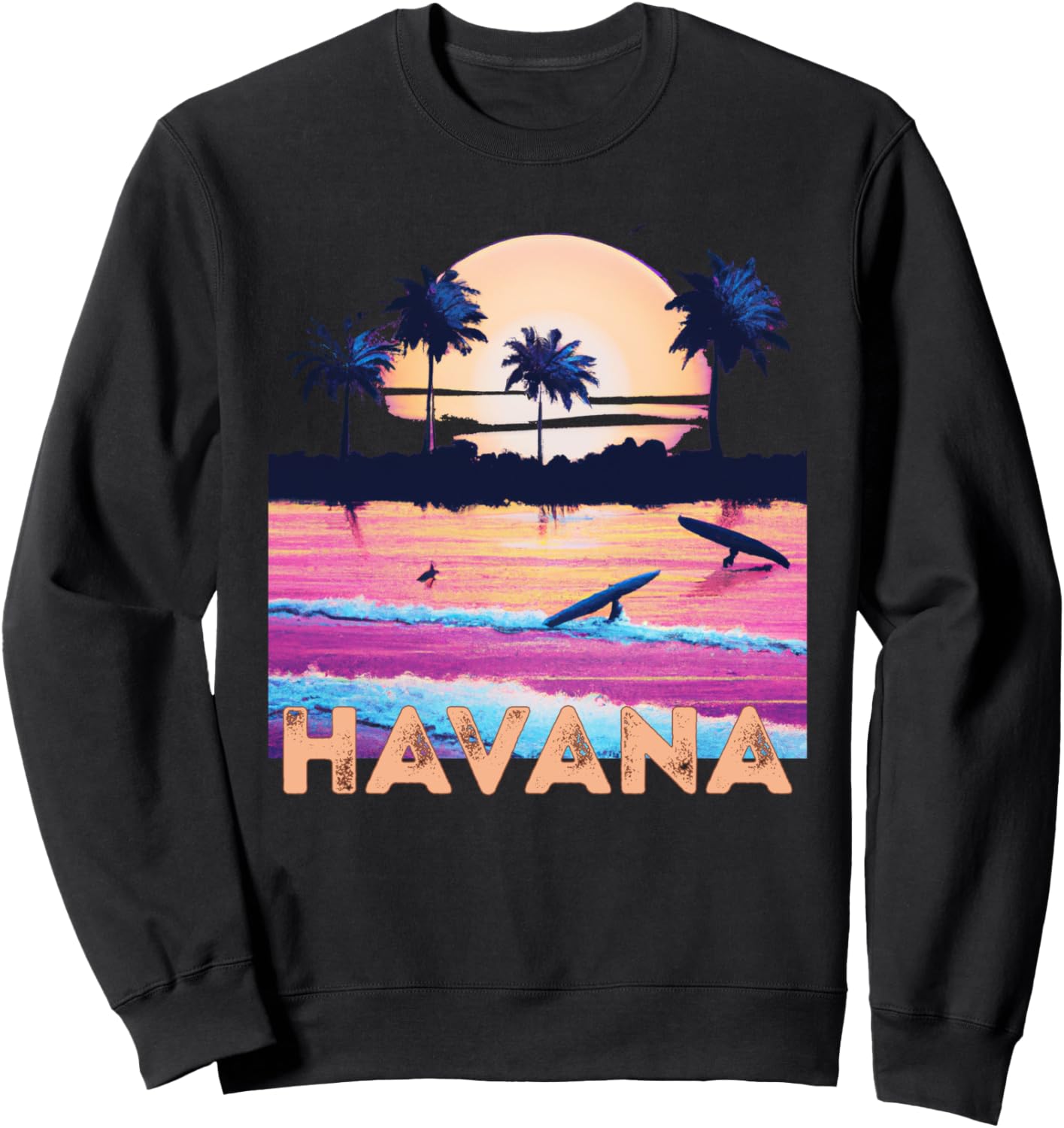 

Ретро-толстовка в кубинском стиле с символикой Гаваны и серфинга Havana Retro Beach Accessories, черный