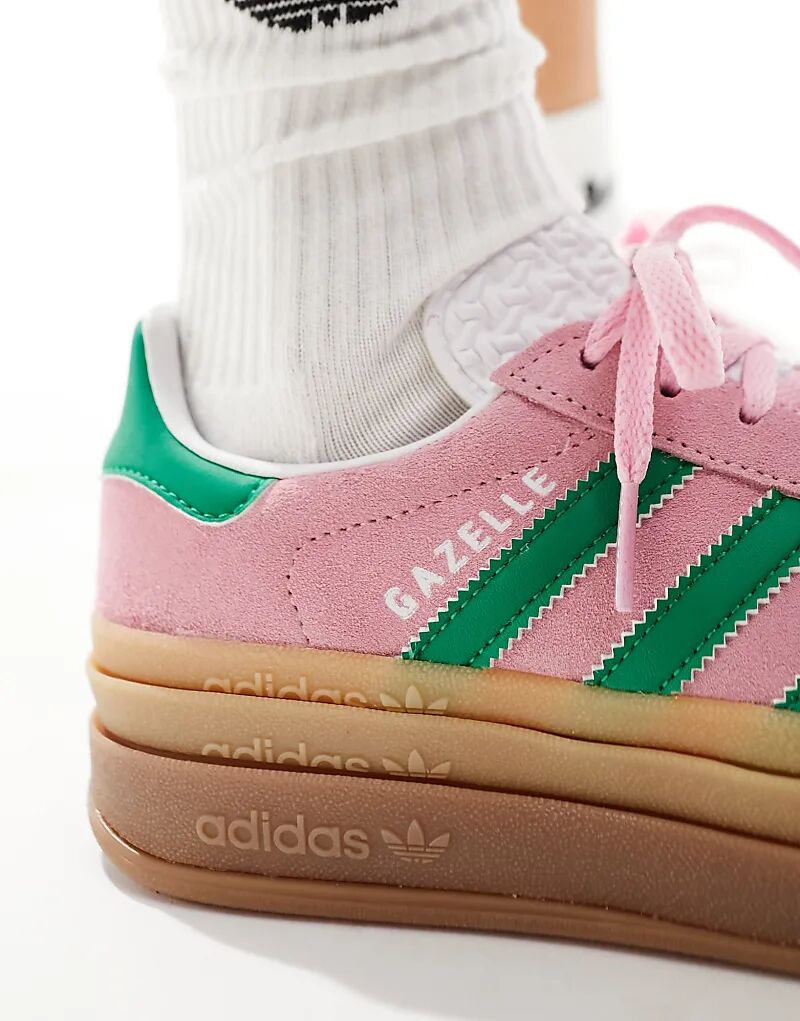 Кроссовки Gazelle Bold пастельно-розового и зеленого цвета adidas Originals — фото 4