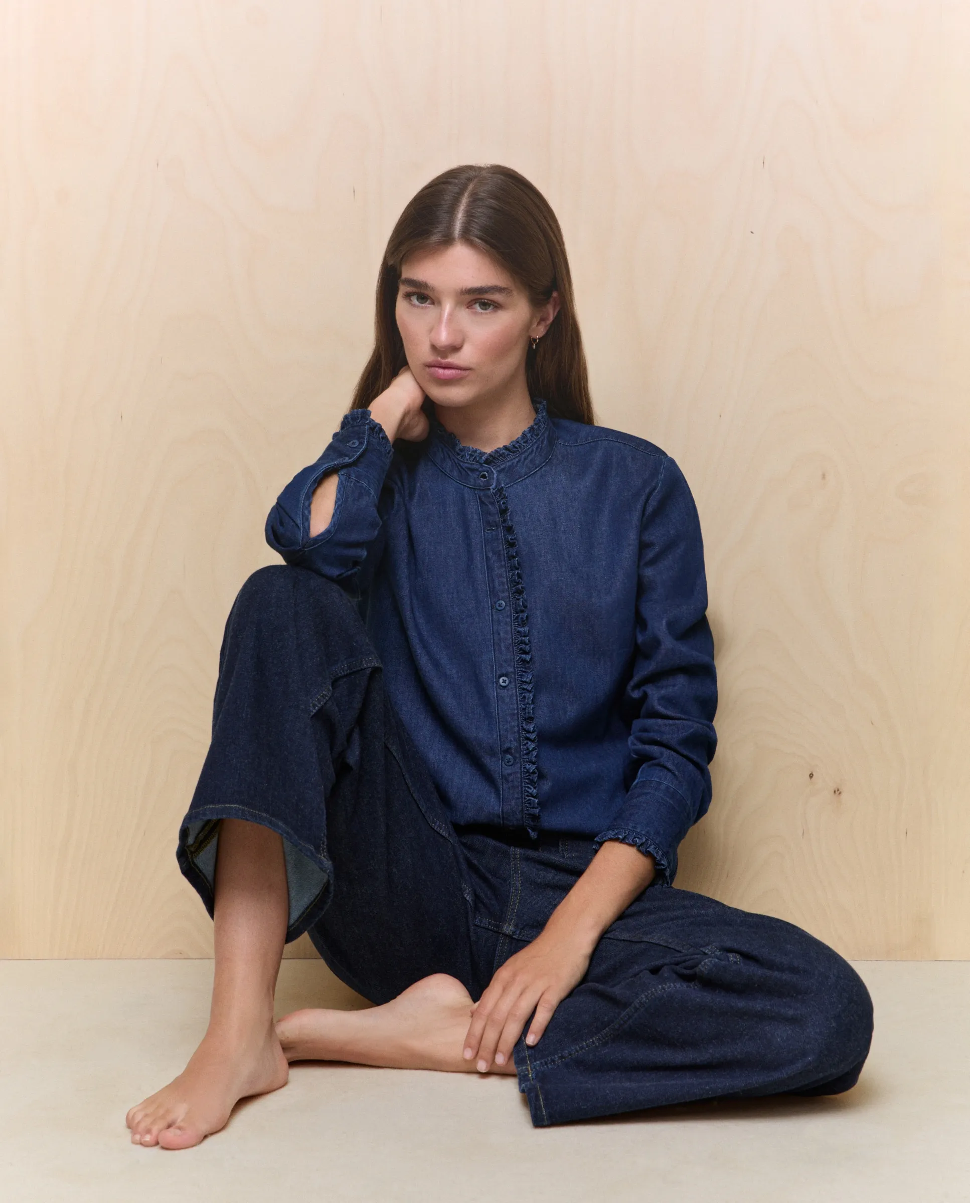 

Женская ковбойская блузка с рюшами Easy Wear, темно-синий