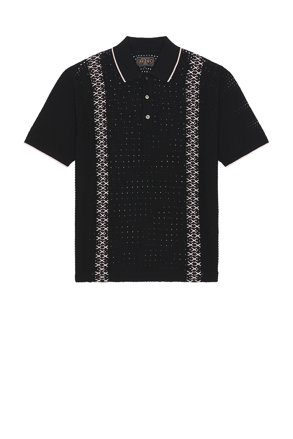 

Вязаный поло с сетчатыми полосками Beams Plus, Black