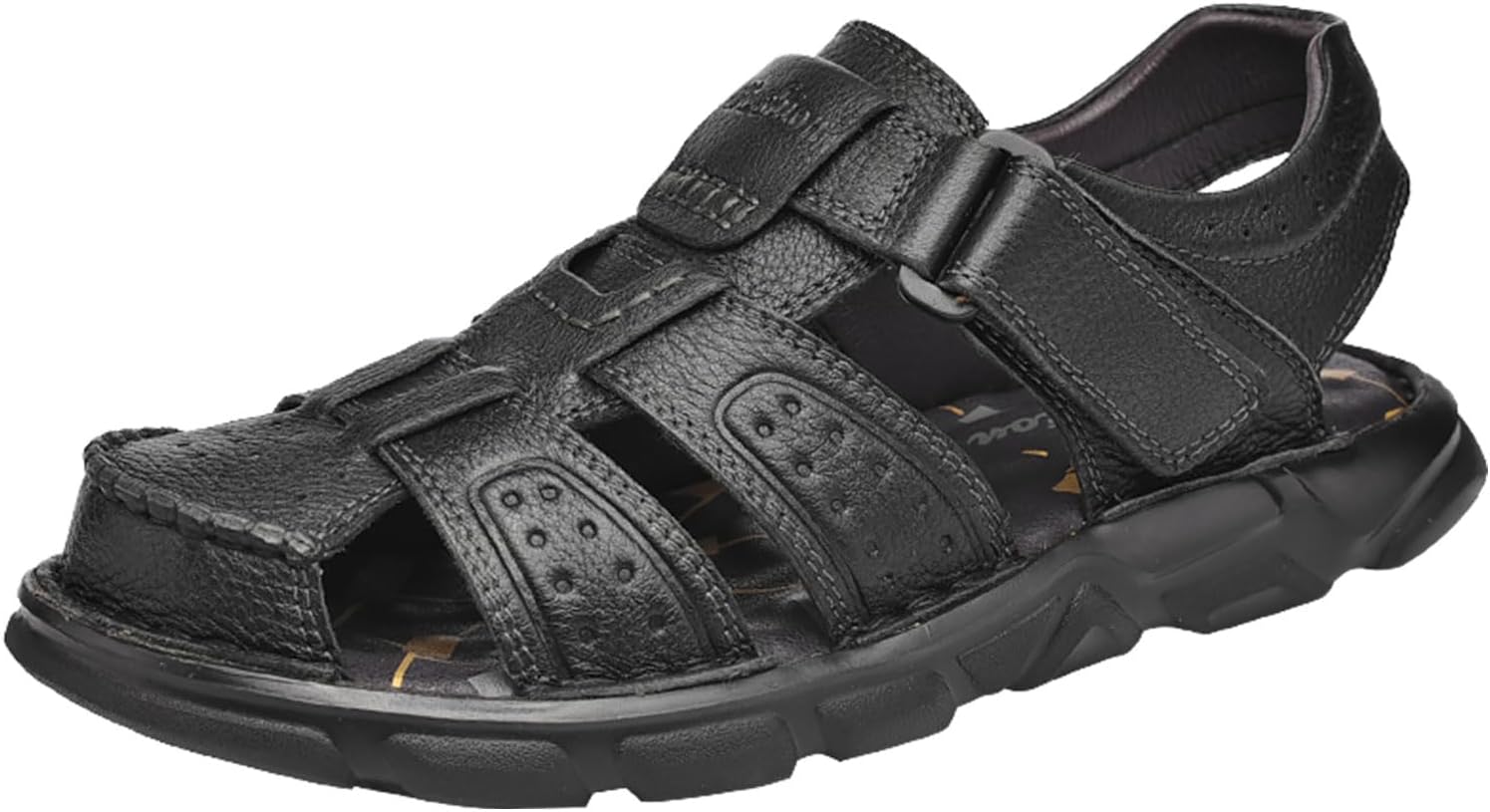 

Мужские закрытые сандалии VOCECO на лето, для улицы, из кожи, легкие пляжные туфли-рыбацкие, черный