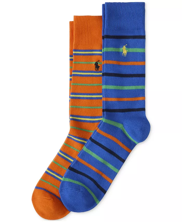 

Мужские носки для брюк Bright Repp Stripe, 2 пары Polo Ralph Lauren, синий