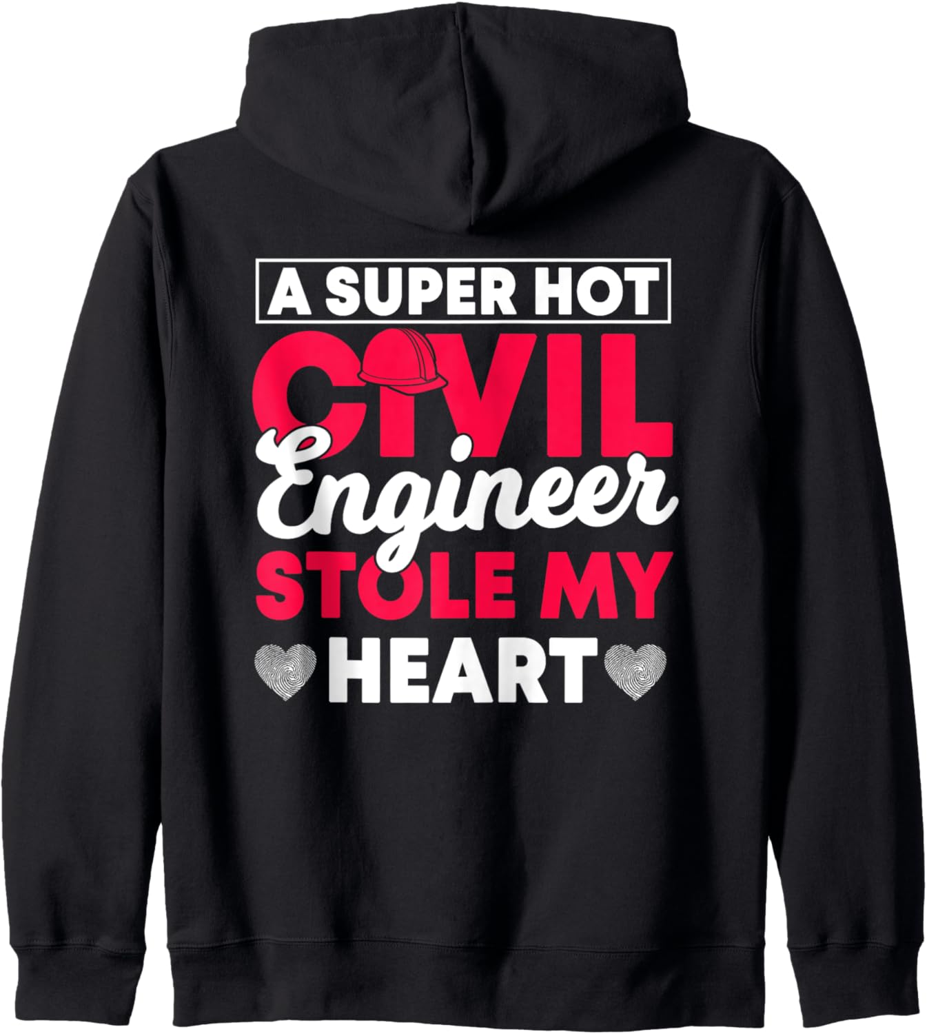 

Худи на молнии с надписью «Жена инженера-строителя» на спине, черное Civil Engineer'S Gift