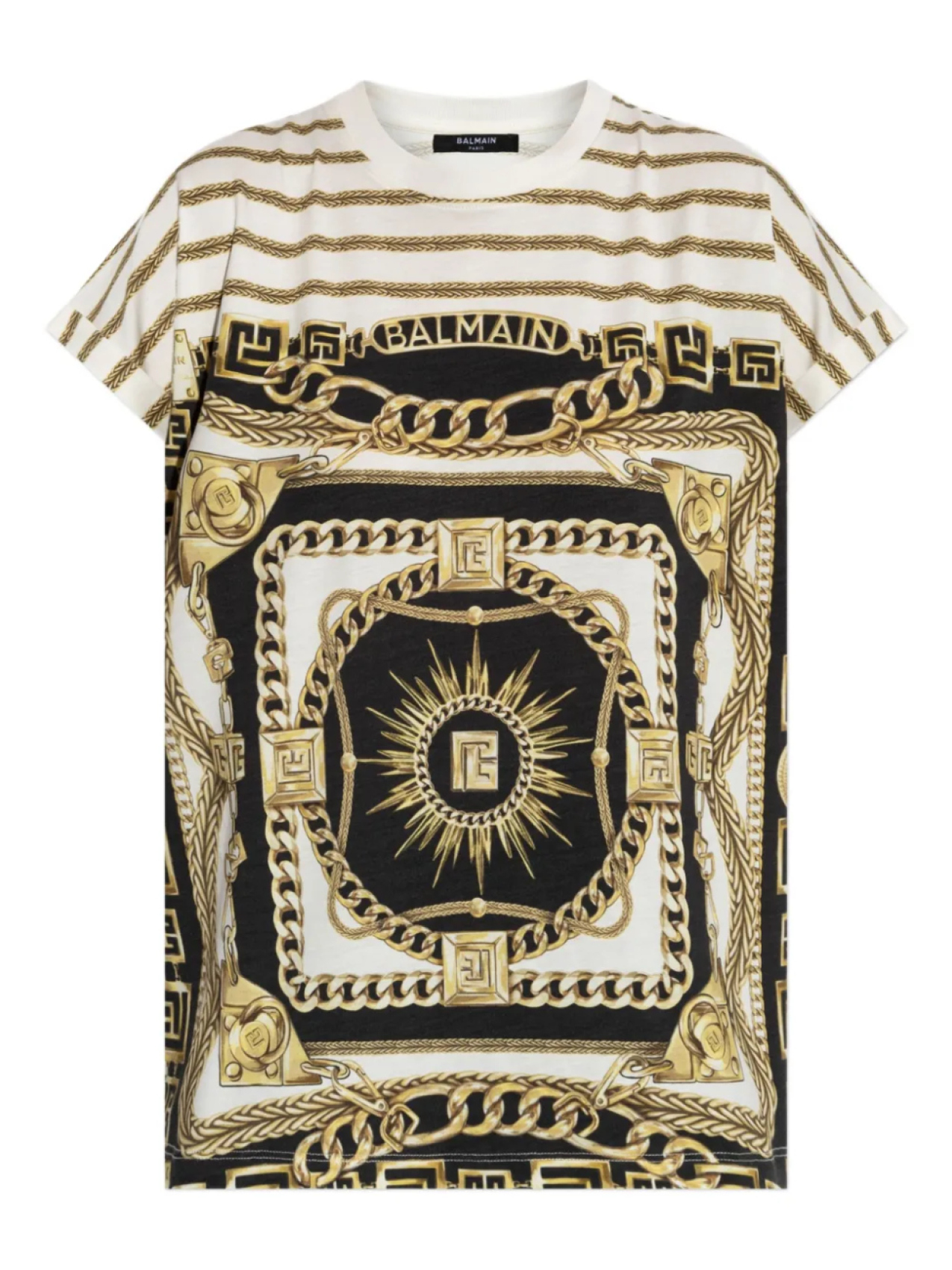 

Футболка с узором в стиле барокко Balmain, черный