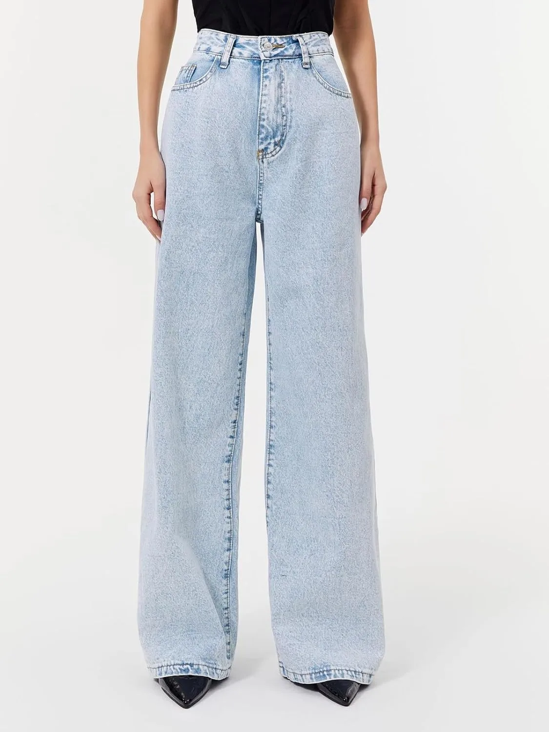 Джинсы женские Light Blue High Waist Wide Leg — фото 4