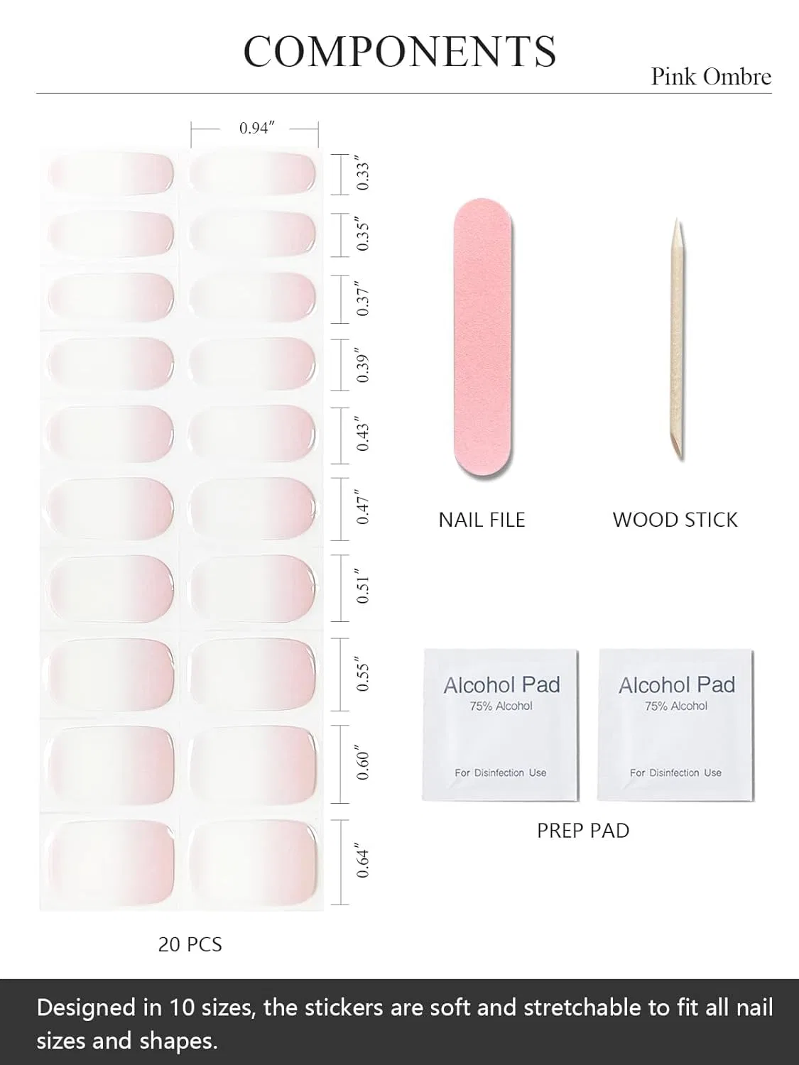 Набор самоклеящихся UV-пленок для ногтей Macaron French от Nail Foils Wahrshei — фото 3