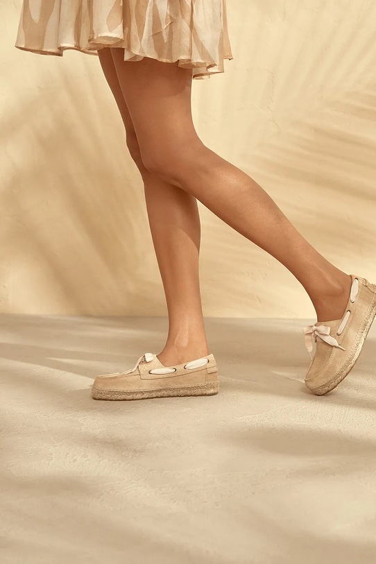 Замшевые мокасины Hamptons Boat-Shoes Espadrilles Manebi, бежевый — фото 3