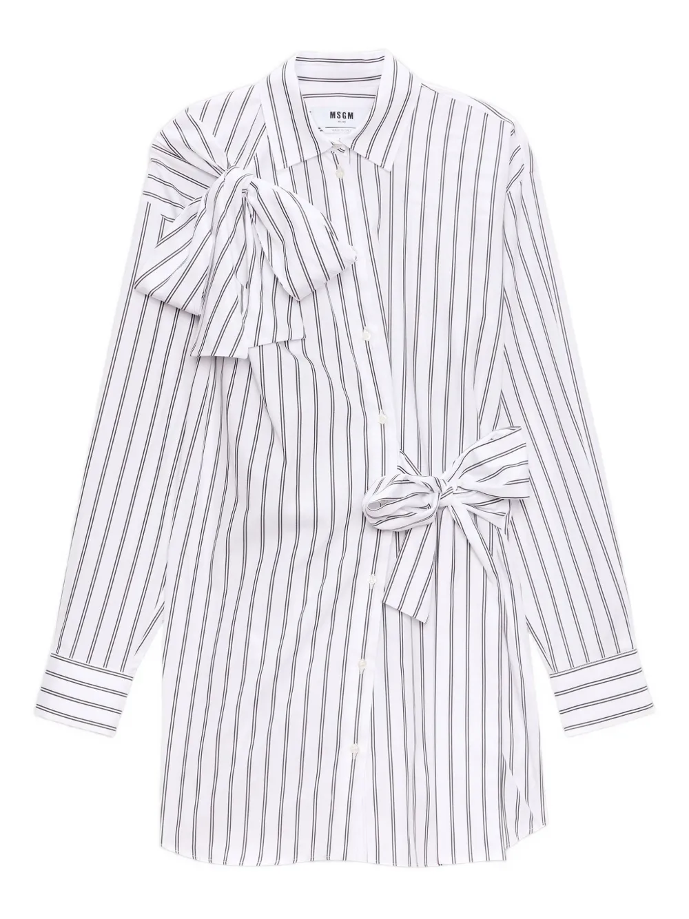

Полосатое платье-рубашка с бантом Msgm, белый