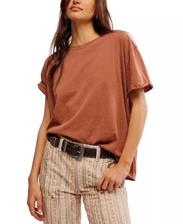 

Женская хлопковая футболка Nina Free People, коричневый