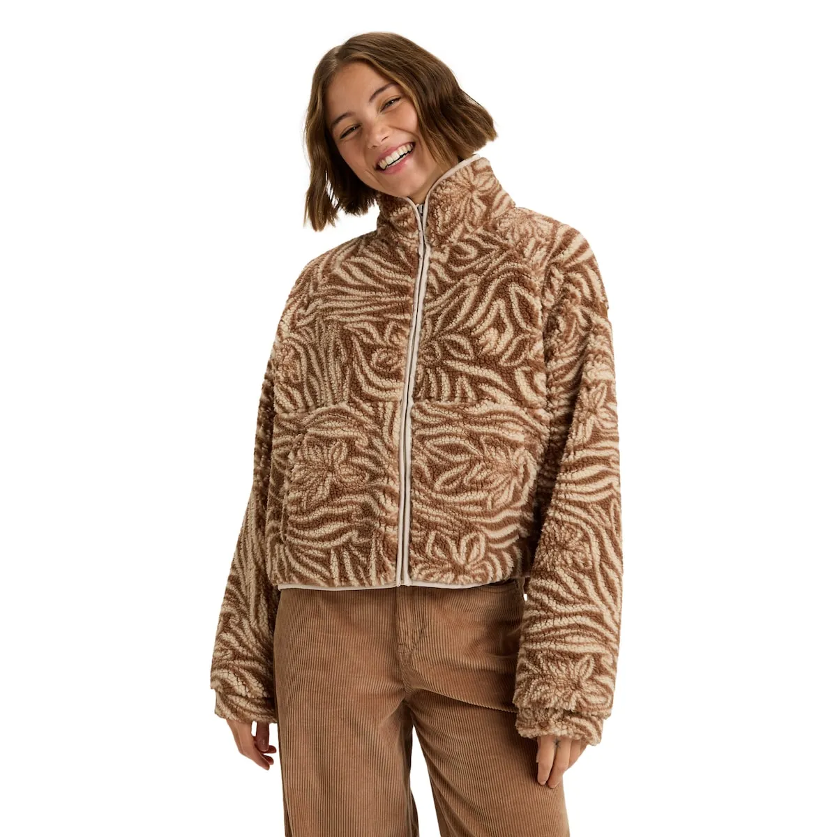 

Женская флисовая кофта с принтом Blurry Cloud Roxy, коричневый/белый