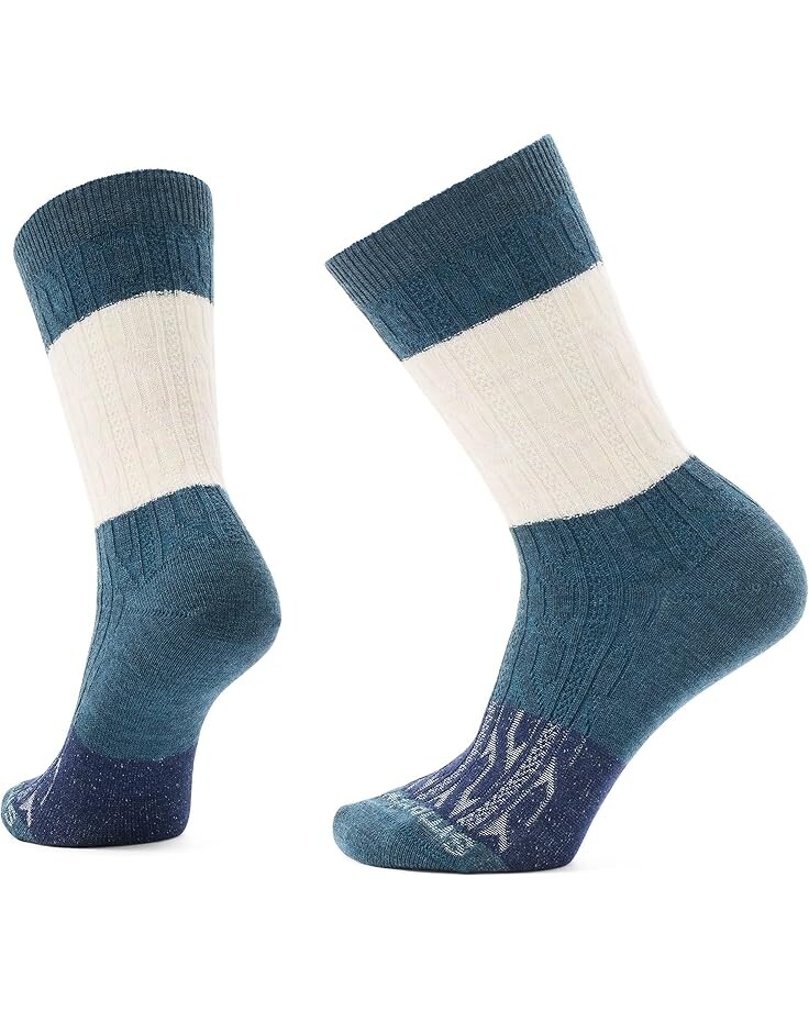 

Носки Unisex Smartwool Everyday Color Block Cable Crew Socks, цвет Twilight Blue-Moonbeam