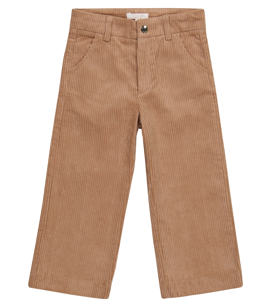 

Прямые брюки из эластичного хлопкового вельвета Chloé Kids, Stone
