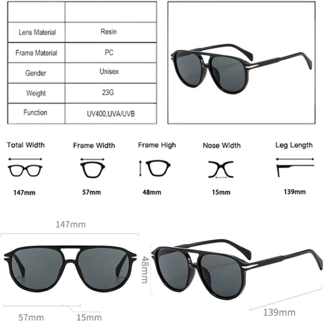 

Солнцезащитные очки с защитой UV400 | Двойная перемычка и заклепки | Для женщин и мужчин | Для занятий спортом на открытом воздухе и вождения DSVIGF, Gray Light Gray