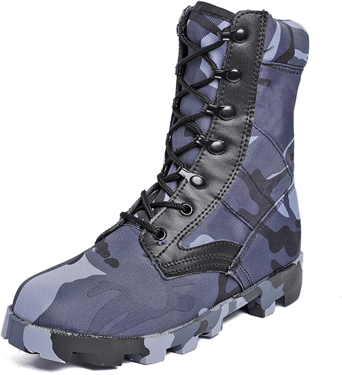 

Мужские тактические ботинки TengfeiFly, шнуровка, средний верх, камуфляжные туристические ботинки с дышащей сеткой, легкие, с круглым носком и поддержкой голеностопа для активного отдыха, альпинизма, кемпинга, охоты и пеших походов, синий