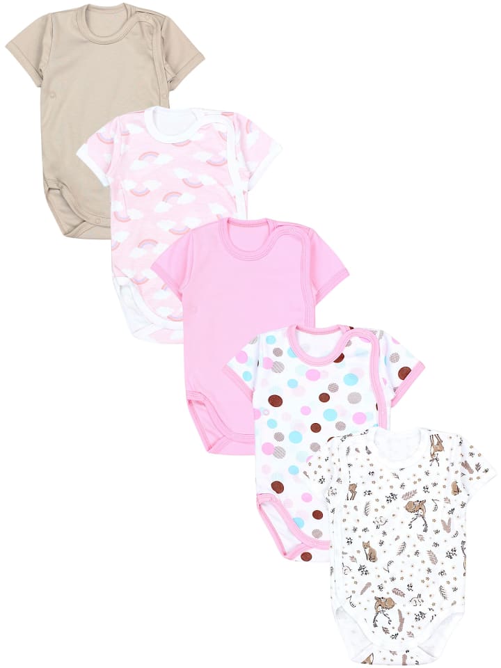 

TupTam Комплект из 5 боди с короткими рукавами для девочки, бежево-розового цвета