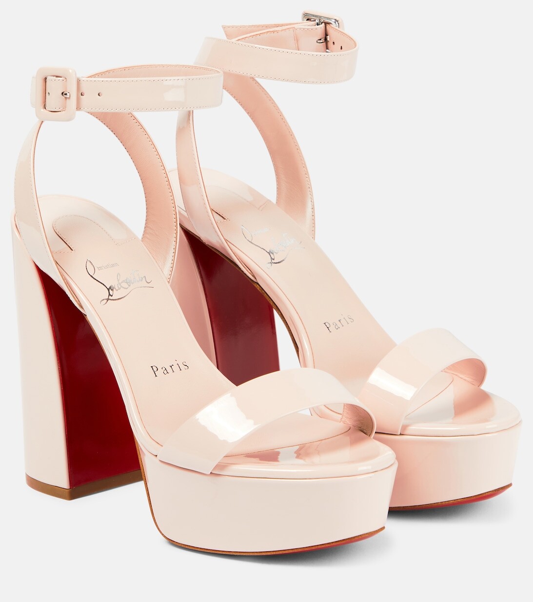 Босоножки на платформе из лакированной кожи Movida Sabina Christian Louboutin, бежевый