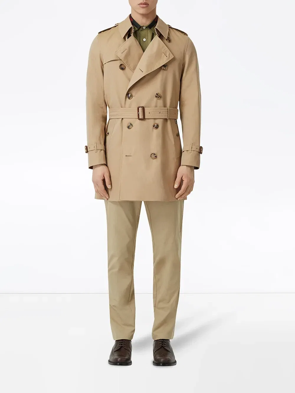 Тренч Burberry из габардина, классический крой, коричневый — фото 3