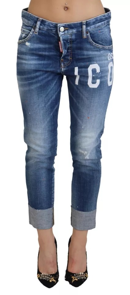 Укороченные джинсы Blue Icon с низкой талией Cool Girl Denim Dsquared2