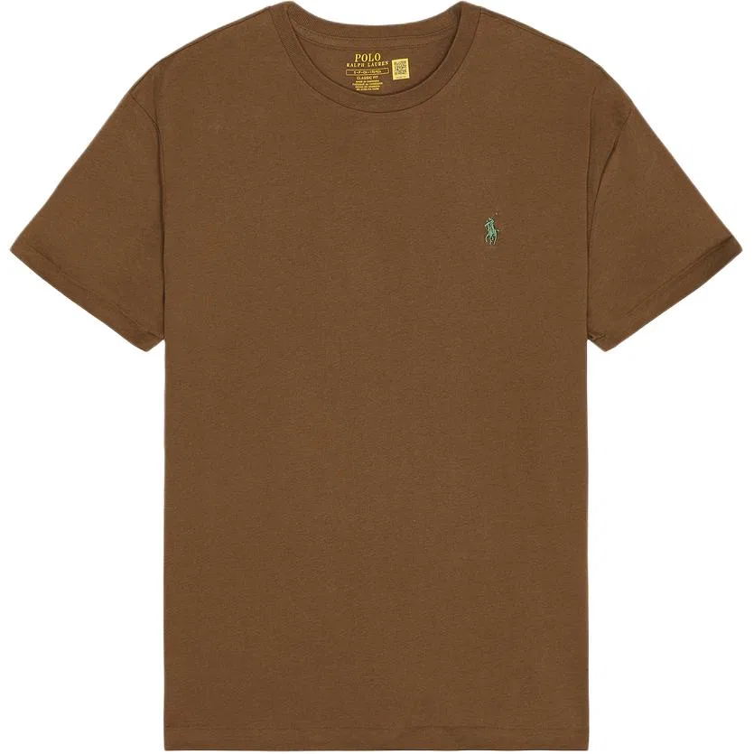 Футболка с вышивкой логотипа Polo Ralph Lauren коричневая