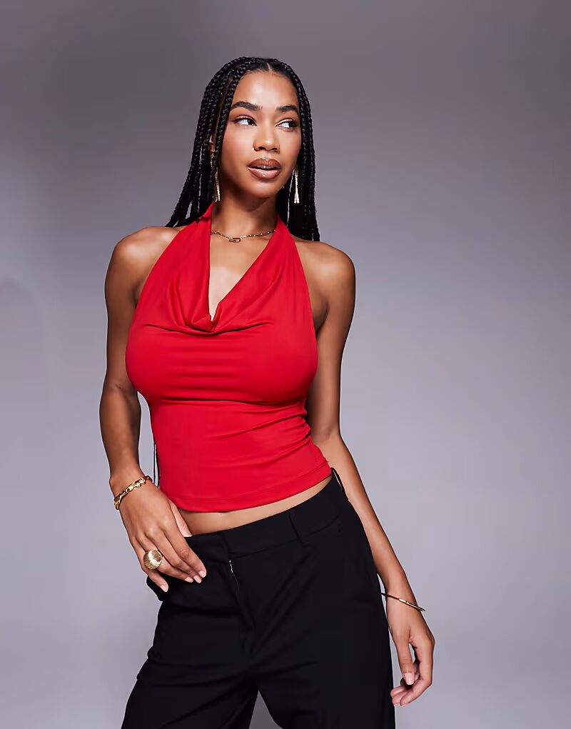 

Топ-халтер ASOS DESIGN красного цвета