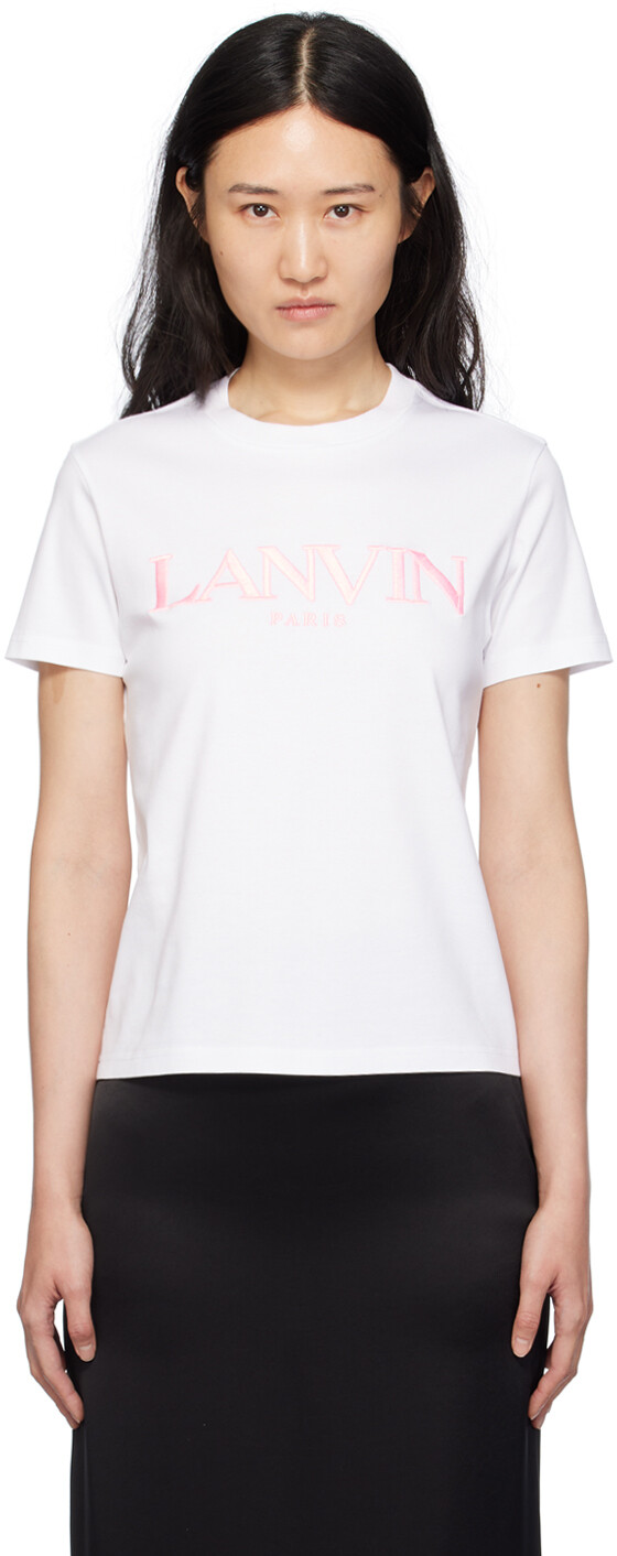 

Белая футболка с вышивкой Lanvin, цвет Optic white